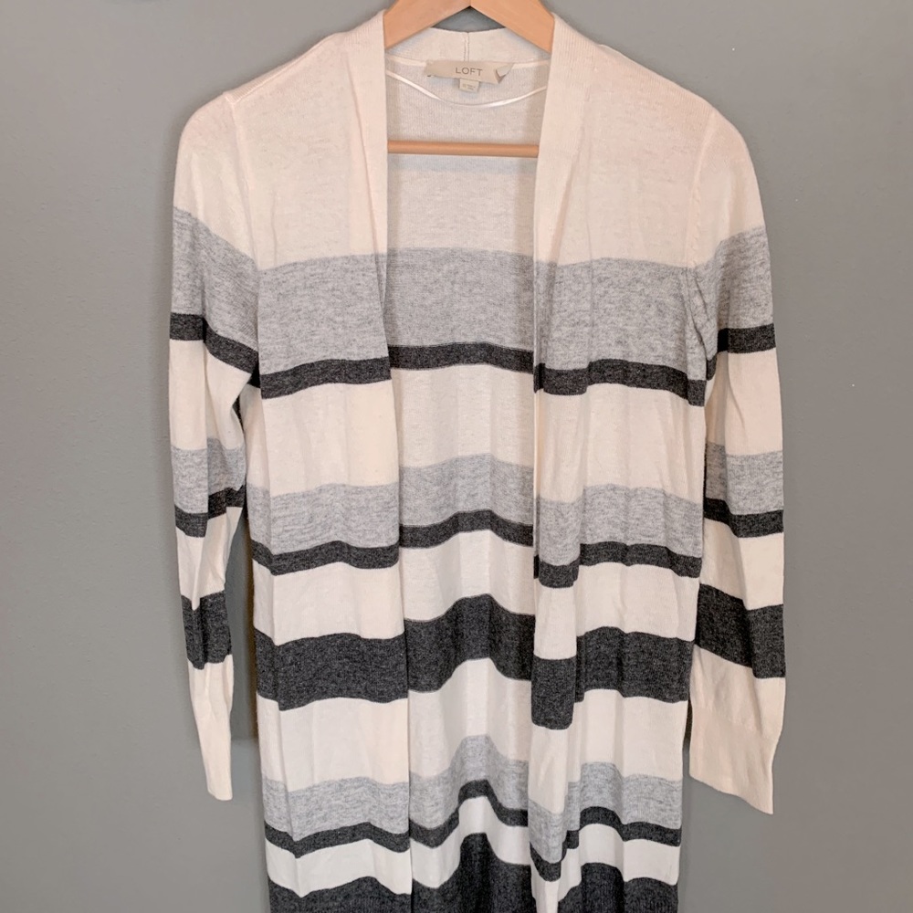 Loft long stripe cardigan xs